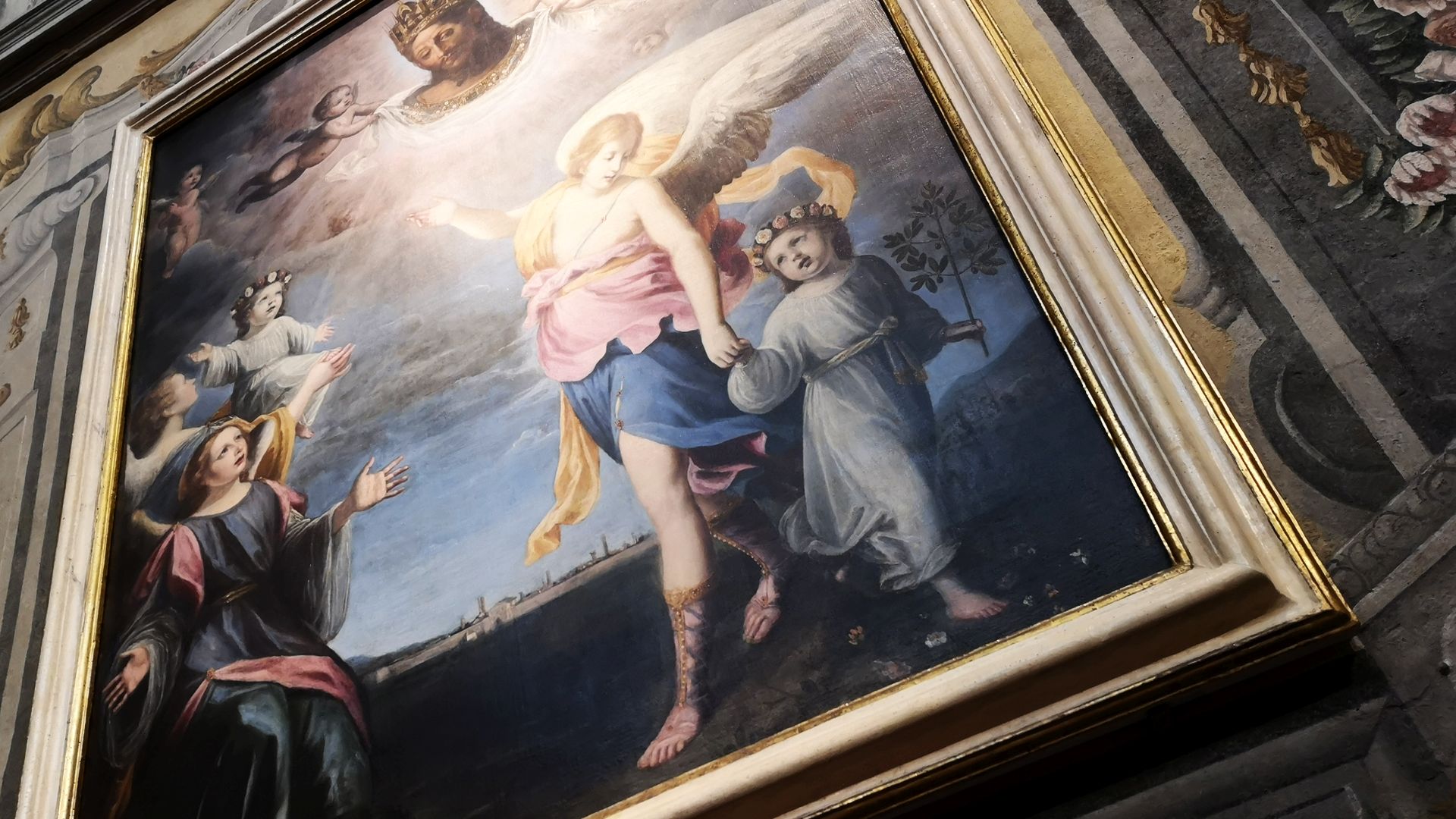 Eine Einladung nach Lucca Das Oratorium der Schutzengel - Detail eines Gemäldes