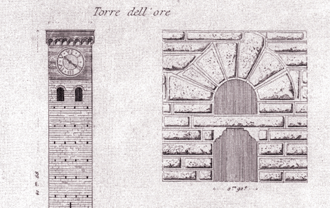 disegno della torer delle Ore nel medioevo