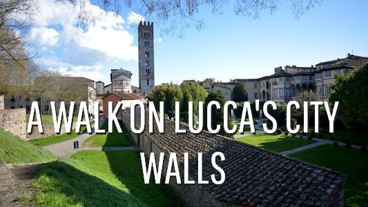 button a walk on Lucca's city walls