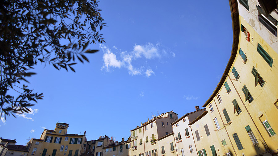 View of the piazza anfiteatro in Lucca