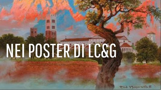 pulsante per l'itinerario di lucca nei poster di lucca comics and games