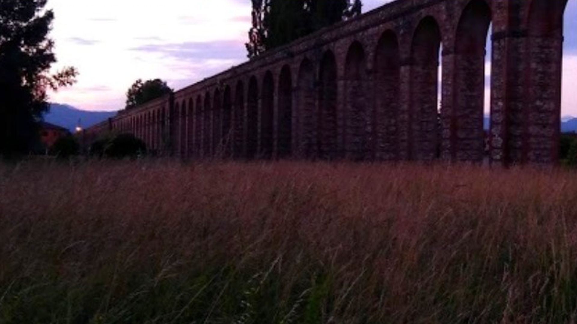 acueduct Nottolini à Lucca le soir