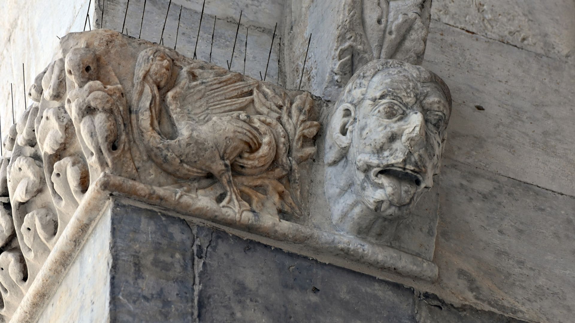 una arpía en la fachada de la iglesia de san martino di lucca