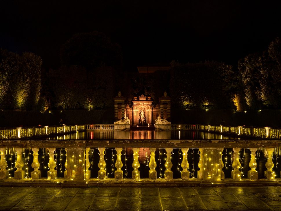 peschiera fishpond at villa reale in marlia at Christmas