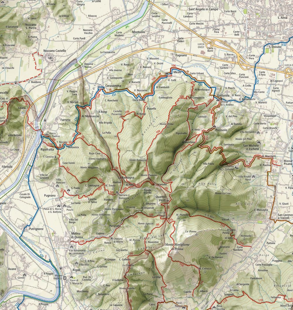 lucca trek- mappa percosi cerasomma montuolo meati