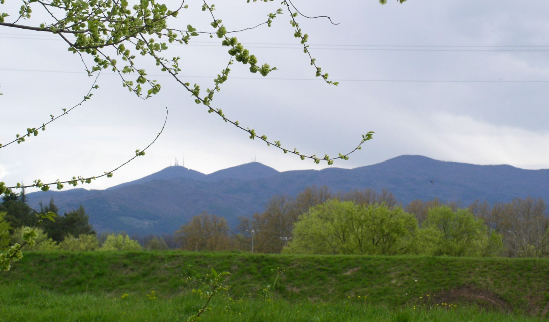 Monte Pisano view from the townwalls of Lucca