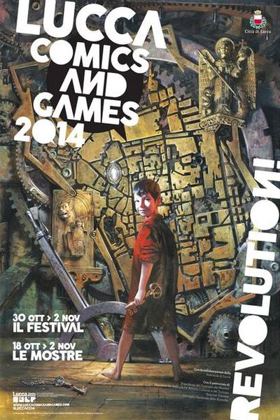 the historical center of lucca in the poster of lucca comics and games 2014