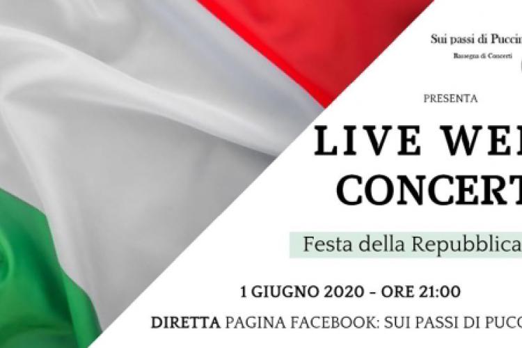 Locandina Sui passi di Puccini.... Live Web Concert. Festa della Repubblica