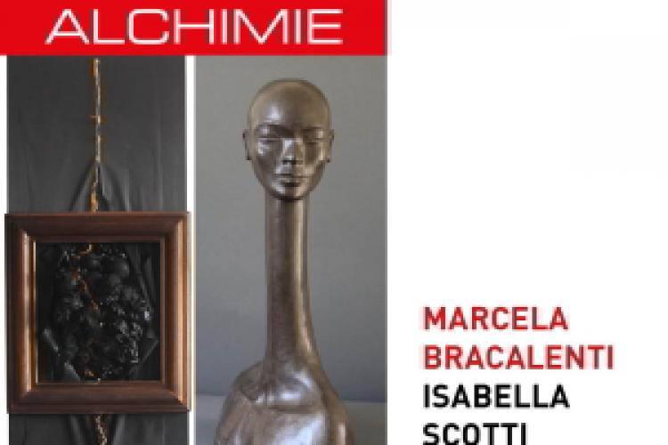 Locandina della mostra Alchimìe di Marcela Bracalenti e Isabella Scotti