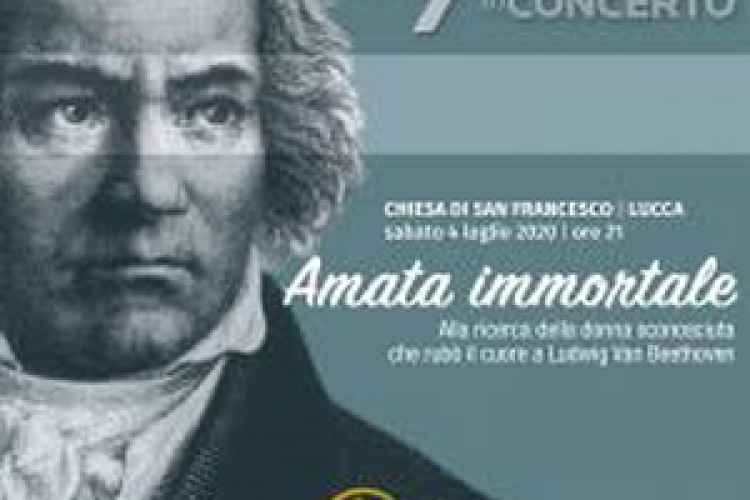 Locandina del 7° anniversario in concerto: amata immortale. Complesso di San Francesco.