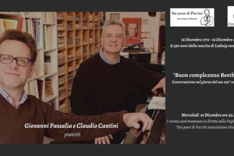 Copertina dell'evento Buon compleanno Beethoven con foto dei pianisti Giovanni Passali e Claudio Cantini