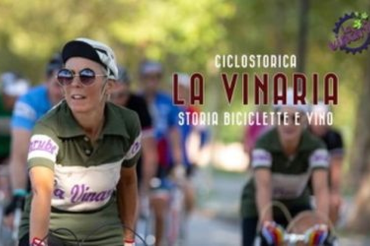 La vinaria - testata della locandina con ciclisti e logo