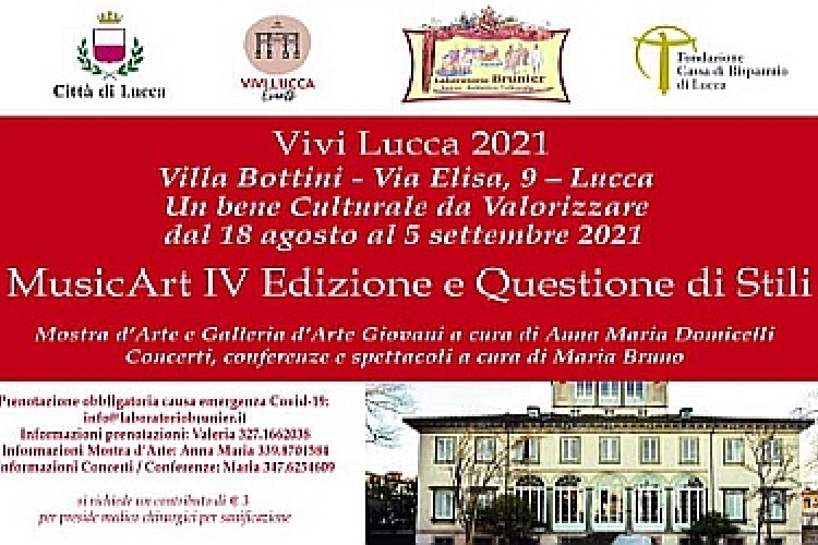 Locandina 2021 con il titolo e foto particolare di Villa Bottini