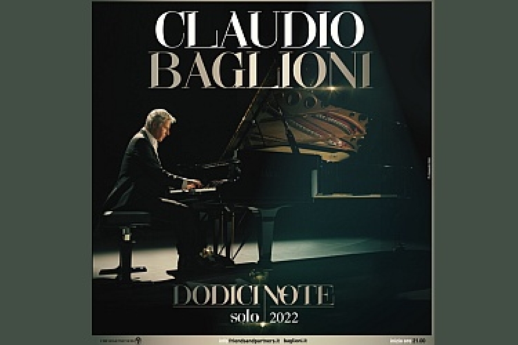Locandina del Tour di Claudio Baglioni. Foto dell'artista al pianoforte