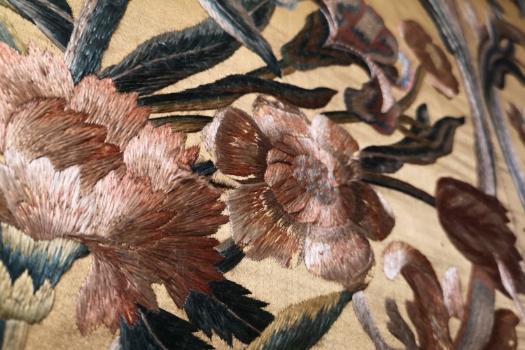 detail of the furnishing fabrics of the national museum of palazzo Mansi